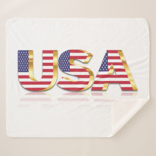 USA Flag Sherpa Blanket United States of America