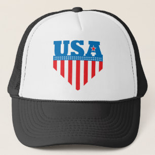 USA Flag Shield Trucker Hat