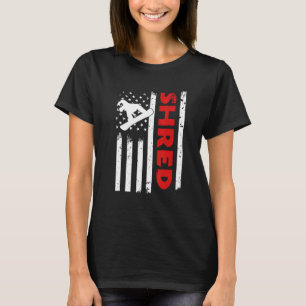 USA Flag Shred Snowborader Freestyle Snowboard Ame T-Shirt