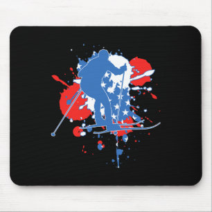 Usa Flag Skier - American Cross Country Skiing For Mouse Pad