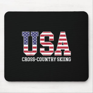 Usa Flag Skier - American Usa Cross Country Skiing Mouse Pad