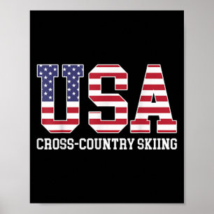 Usa Flag Skier - American Usa Cross Country Skiing Poster