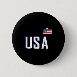 Usa Flag Skiing Team Cool Ski Equipment For Skier 6 Cm Round Badge