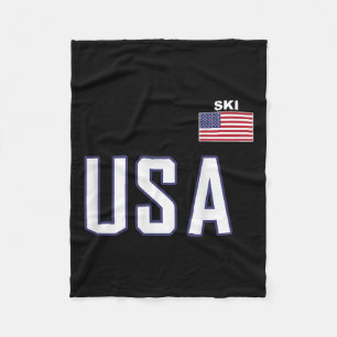 Usa Flag Skiing Team Cool Ski Equipment For Skier  Fleece Blanket