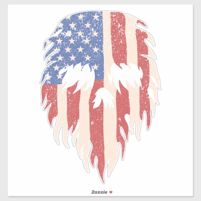 USA Flag Skull Beard | Distressed Patriotic Design (Sheet)