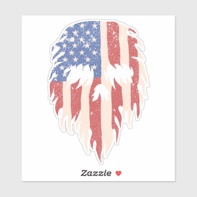 USA Flag Skull Beard | Distressed Patriotic Design (Sheet)
