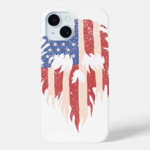 USA Flag Skull Beard   Distressed Patriotic Design iPhone 15 Case