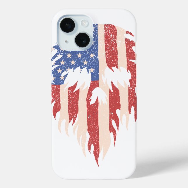 USA Flag Skull Beard | Distressed Patriotic Design Case-Mate iPhone Case (Back)