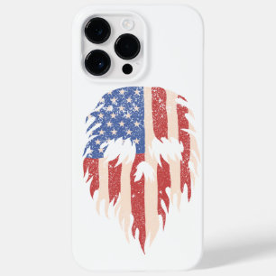 USA Flag Skull Beard Distressed Patriotic Design Case-Mate iPhone 14 Pro Max Case