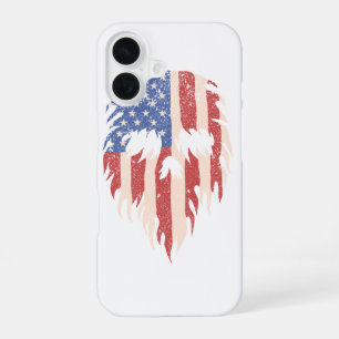 USA Flag Skull Beard Distressed Patriotic Design iPhone 16 Case
