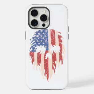 USA Flag Skull Beard Distressed Patriotic Design iPhone 15 Pro Max Case