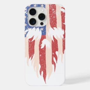 USA Flag Skull Beard Distressed Patriotic Design iPhone 15 Pro Max Case