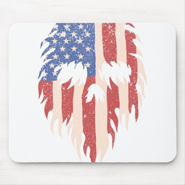 USA Flag Skull Beard | Distressed Patriotic Design Mouse Pad (Front)