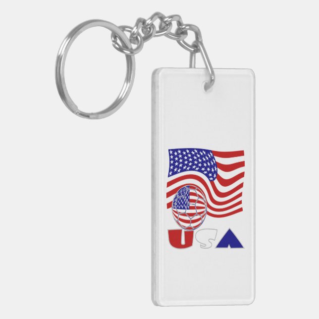 USA Flag Soccer Ball Key Ring (Front Left)