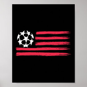 Usa Flag Soccer Ll Cool Futbol Equipment Men Women Poster