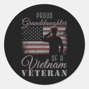 Usa Flag Soldier Proud Granddaughter Of A Vietnam Classic Round Sticker