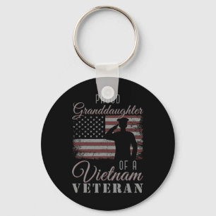Usa Flag Soldier Proud Granddaughter Of A Vietnam  Key Ring