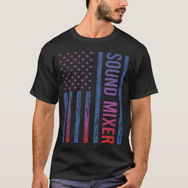 USA Flag Sound Mixer T-Shirt (Front)