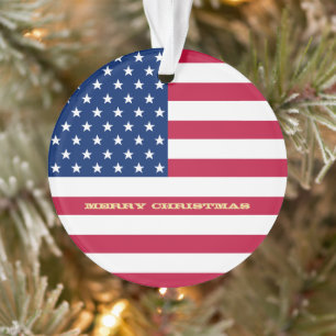 USA Flag Stars Stripes America Patriotic Christmas Ornament