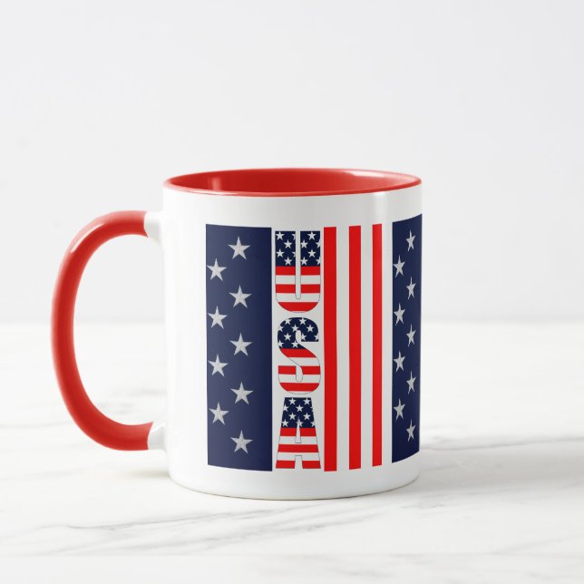 USA Flag Stars & Stripes Custom Two-Tone  Mug (Left)