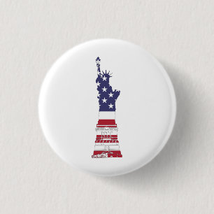 Usa Flag Statue Of Liberty  3 Cm Round Badge