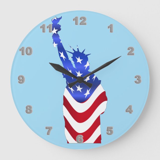 Usa Flag Statue of Liberty Acrylic Wall Clock (Front)