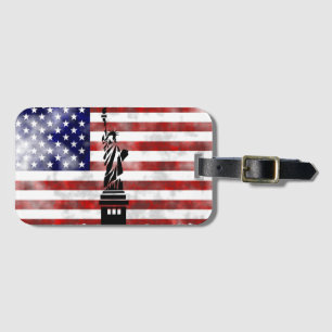 Usa flag statue of liberty luggage tag