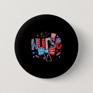Usa Flag Stethoscope Coquette Bow 4th Of July Rn N 6 Cm Round Badge