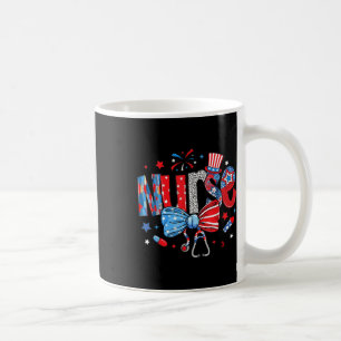 Usa Flag Stethoscope Coquette Bow 4th Of July Rn N Coffee Mug
