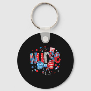 Usa Flag Stethoscope Coquette Bow 4th Of July Rn N Key Ring
