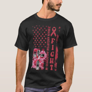 Usa Flag Sunflower Christian Burgundy Brain Aneury T-Shirt