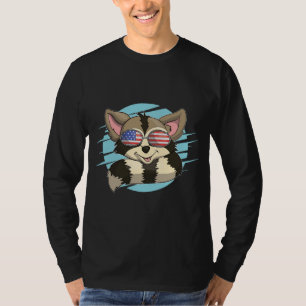 USA Flag Sunglasses Funny Racoon Trash Panda Cute T-Shirt