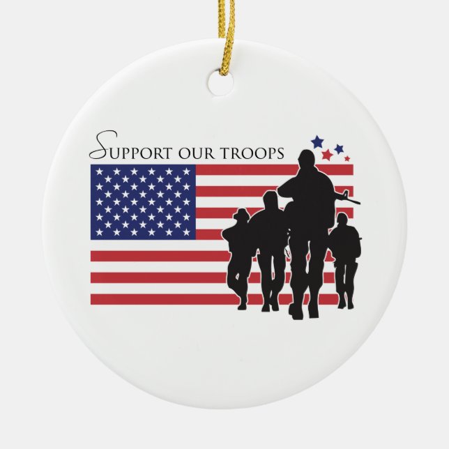 USA Flag - Support Our Troops Ceramic Ornament (Front)