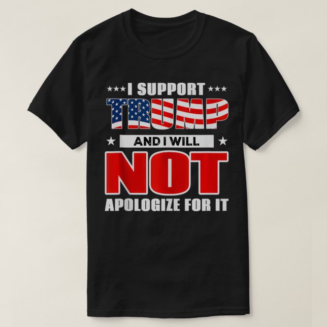 USA Flag Support Trump  T-Shirt (Design Front)