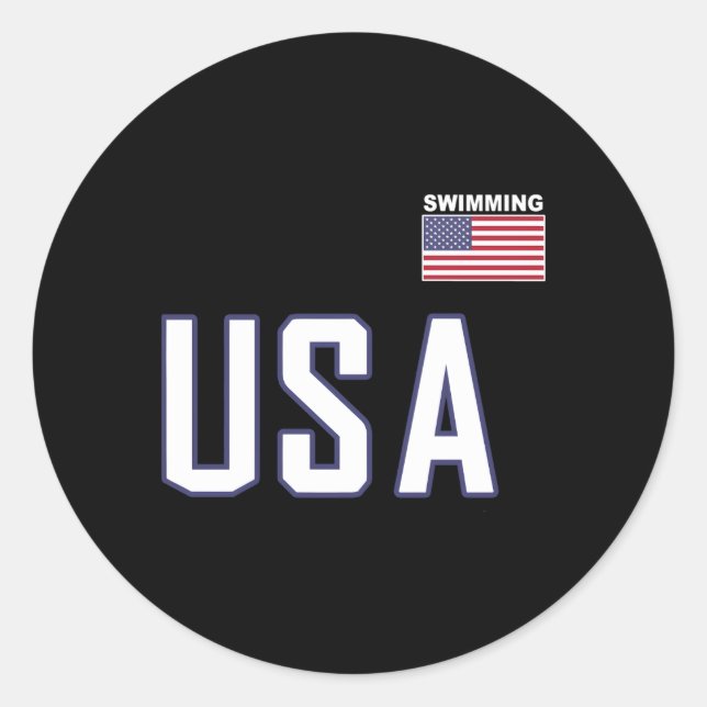 Usa Flag Swimming Pocket Swimmer Equipt Classic Round Sticker (Front)
