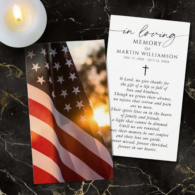 USA Flag Sympathy Funeral Memorial Prayer Card (Creator Uploaded)
