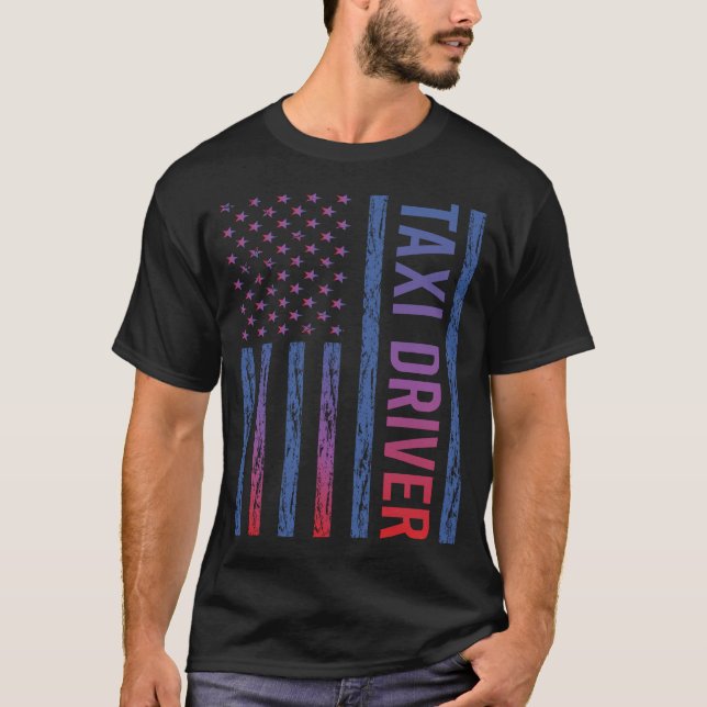 USA Flag Taxi Driver T-Shirt (Front)