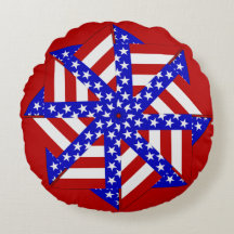 USA Flag-Teabag Folding 6-ROUND THROW PILLOW