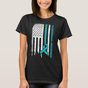 Usa Flag Teal Ribbon Scleroderma Awareness T-Shirt