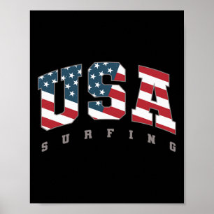 Usa Flag Team Surf Support Athlete Surfing Women K Poster