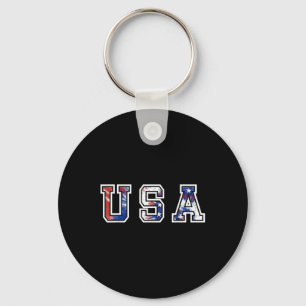 Usa Flag Tee Shirt For Women 4th Of July Memorial Key Ring