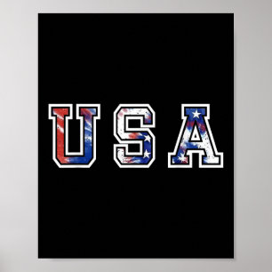 Usa Flag Tee Shirt For Women 4th Of July Memorial Poster