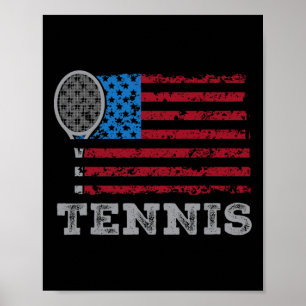 Usa Flag Tennis Mens Womens Us Tennis Lover Team S Poster