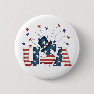 Usa Flag Text 6 Cm Round Badge