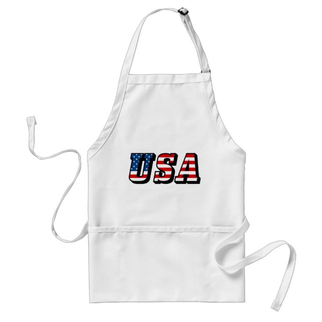 USA Flag Text Adult Apron (Front)