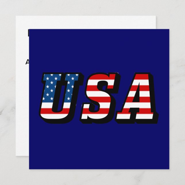 USA Flag Text Invitation (Front/Back)
