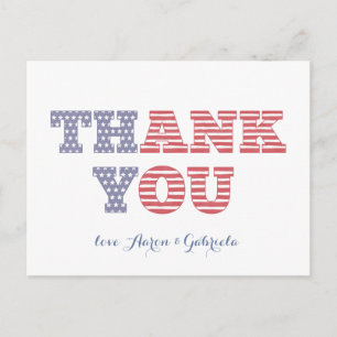 USA Flag Thank You For Shower or Birthday Postcard