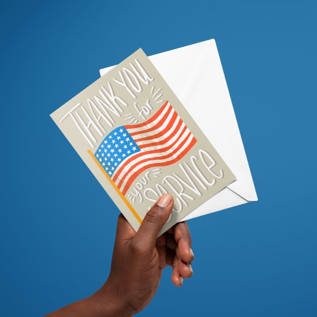 USA Flag Thank You for Your Service (patriotic thank you for your service USA military card)