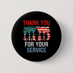 Usa Flag Thank You For Your Service - Memorial 6 Cm Round Badge