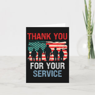 Usa Flag Thank You For Your Service - Memorial Card